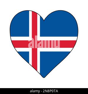 Iceland Heart Shape Flag. Love Iceland. Visit Iceland. Northern Europe. Europe. European Union. Vector Illustration Graphic Design. Stock Vector