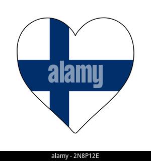 Finland Heart Shape Flag. Love Finland. Visit Finland. Northern Europe. Europe. European Union. Vector Illustration Graphic Design. Stock Vector