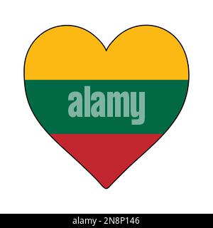 Lithuania Heart Shape Flag. Love Lithuania. Visit Lithuania. Northern Europe. Europe. European Union. Vector Illustration Graphic Design. Stock Vector