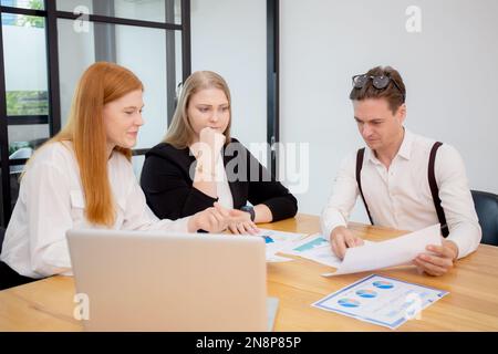 Group of business people meeting team for planning and strategy marketing at office, manager and partner discussing conference about finance and stati Stock Photo