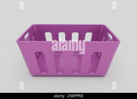 plastic Basket minimal 3d rendering on white background Stock Photo