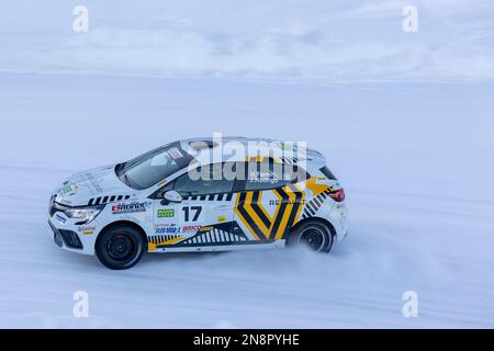 17A Joaquin RODRIGO (ES), BRUNET COMPETITION, action 17B Helena FERRER (ES), BRUNET COMPETITION, action during the 2023 Clio Ice Trophy 2023 - GSeries G3 on the Circuit Andorra - Pas de la Casa, on February 11, 2023 in Encamp, Andorra - Picture Damien Doumergue / DPPI Credit: DPPI Media/Alamy Live News Stock Photo