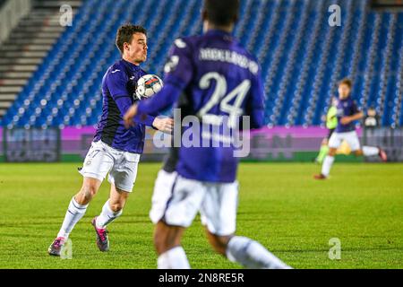 Lucas Lissens (47) of RSC Anderlecht pictured during a soccer game between  KMSK Deinze and RSC Anderlecht Futures youth team during the 22 nd matchday  in the Challenger Pro League for the