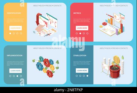Crisis management isometric banner set with business strategy and ...