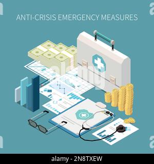 Crisis management isometric icons set with problem solving symbols ...