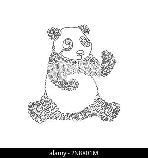 Single curly one line drawing of adorable panda abstract art. Continuous line drawing design vector illustration of a magnificent panda for icon Stock Vector