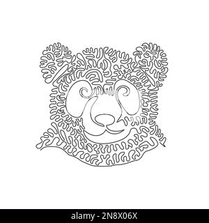 Single one line drawing of adorable panda abstract art. Continuous line drawing design vector illustration of an exotic panda for logo Stock Vector