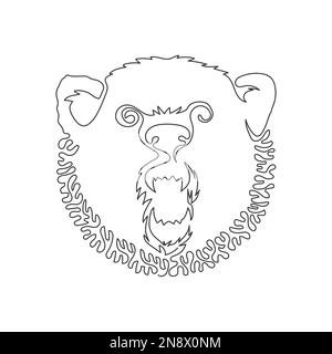 Single swirl continuous line drawing of fierce bear abstract art. Continuous line drawing design vector illustration style of carnivoran bear Stock Vector