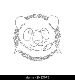Continuous curve one line drawing of magnificent panda abstract art. Single line editable stroke vector illustration of a shy panda for logo Stock Vector
