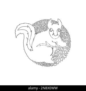 Continuous one line drawing of a cute squirrel. Single line editable stroke vector illustration of a beautiful bushy tailed squirrel Stock Vector