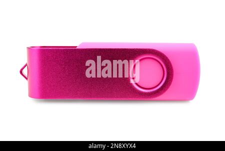 Pink USB flash drive on white background Stock Photo