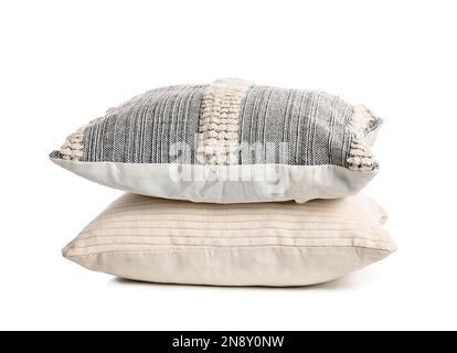 Two soft pillows on white background Stock Photo