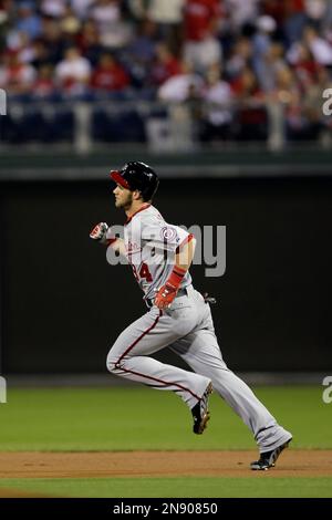 Washington Nationals left fielder Bryce Harper rounds the bases