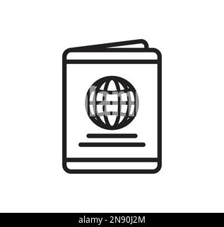 simple classic passport icon line drawing vector isolated on white background Stock Vector