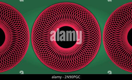 illustration pink and black circle mandala isolated on Pea green background. In the middle a hole. Use for desktop wallpaper, banner, business, etc Stock Vector