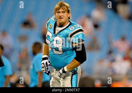 Carolina Panthers' Jordan Gross (69) is shown during the team's NFL  football training camp in Spartanburg, S.C., Thursday, Aug. 6, 2009. (AP  Photo/Chuck Burton Stock Photo - Alamy