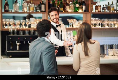 Server Helping Customers Stock Photo - Alamy