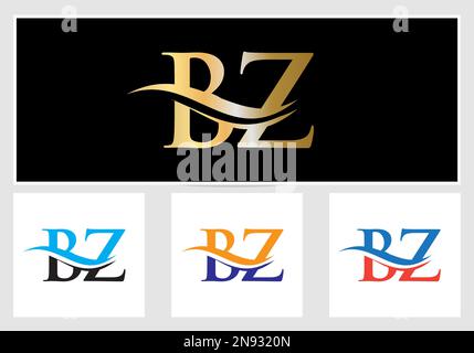 Initial Monogram Letter BZ Logo Design. BZ Logotype Template Stock Vector