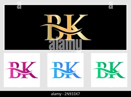 Bk logo simple initial gold color design template Vector Image