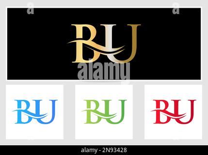 Initial Monogram Letter BU Logo Design. BU Logotype Template Stock Vector