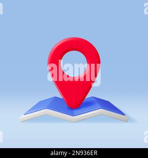 3D Paper City Suburban Map with Location Pin Stock Vector