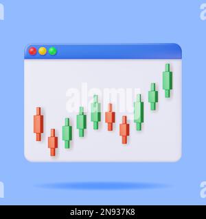 3D Growth Stock Diagram Isolated. Stock Vector