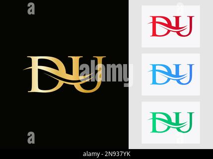 Initial Monogram Letter DU Logo Design. DU Logotype Template Stock Vector
