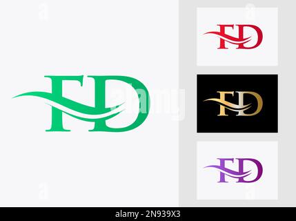 Initial Monogram Letter FD Logo Design. FD Logotype Template Stock Vector