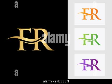 Initial Monogram Letter FR Logo Design. FR Logotype Template Stock Vector