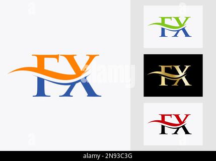 Fx f x swoosh letter logo design with modern Vector Image