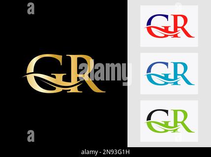 Initial Monogram Letter GR Logo Design. GR Logotype Template Stock Vector