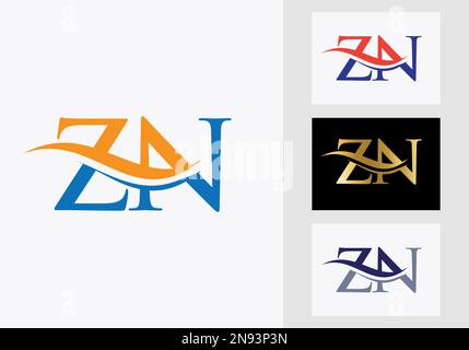 Initial Monogram Letter ZN Logo Design. ZN Logotype Template Stock Vector