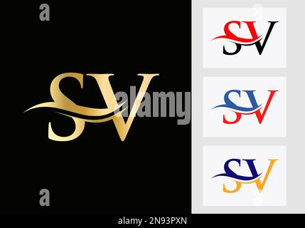 Initial Monogram Letter SV Logo Design. SV Logotype Template Stock Vector