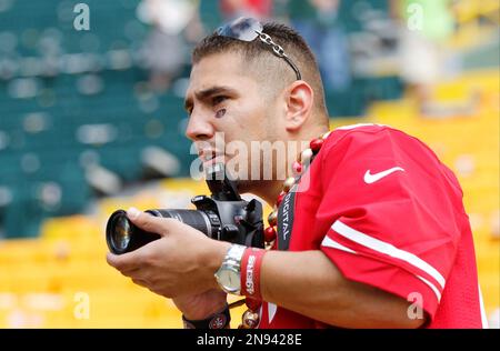 A member of the 'Hogettes''keeps an eye on the action during Washington  Redskins game against the San Francisco 49ers at Robert F. Kennedy stadium  in Washington on Sunday, Jan. 8, 1984. The