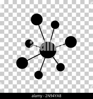 Hub flat network icon, connect structure vector symbol isolated background, technology system . Stock Vector