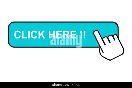 Click here web button, internet flat pointer design, press link vector illustration . Stock Vector