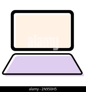 Laptop flat web icon, notebook computer technology symbol , blank display vector illustration . Stock Vector