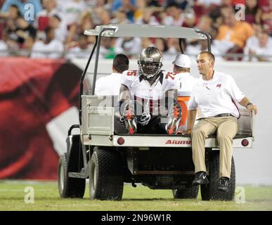 Tampa Bay Buccaneers guard Davin Joseph, right, blocks tackle Demar Dotson  during Buccaneers training camp Saturday, July 27, 2013, in Tampa, Fla. (AP  Photo/Chris O'Meara Stock Photo - Alamy