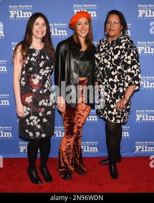 11 February 2023 - Los Angeles, California - (L-R) Paula Devonshire, Elle-Maija Tailfeathers and Darlene Naponse. Outstanding Performer of the Year Award, 38th Annual Santa Barbara International Film Festival at Arlington Theatre. (Credit Image: © Billy Bennight/AdMedia via ZUMA Press Wire) EDITORIAL USAGE ONLY! Not for Commercial USAGE! Stock Photo