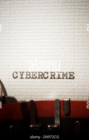 Cybercrime word written with a typewriter. Stock Photo