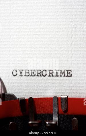 Cybercrime word written with a typewriter. Stock Photo