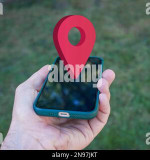 gps location symbol on the smartphone Stock Photo