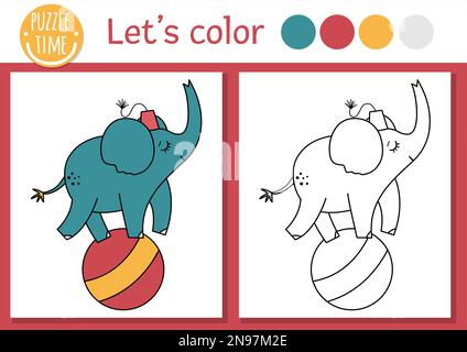 Circus Elephant Coloring Page for Kids Stock Vector Image & Art - Alamy
