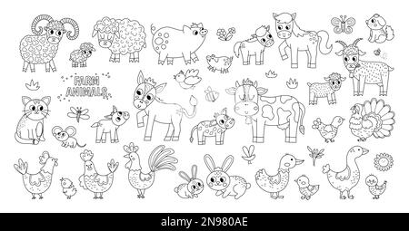 Set with domestic animals and their babies Stock Vector Image & Art - Alamy