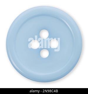 plastic light blue button isolated on white background, top view macro close up Stock Photo