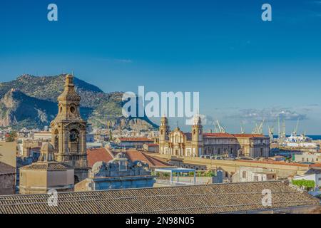 The city of Palermo seen from the rooftops, Sicily Stock Photo
