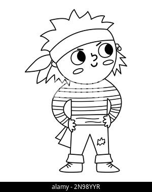 Pirate Boy Isolated Coloring Page for Kids Stock Vector Image & Art - Alamy