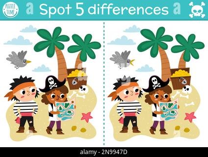 differences educational game with pirate characters Stock Vector Image ...