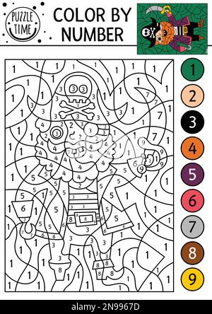 Beach color by number - additions & subtractions - Treasure hunt 4 Kids