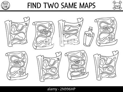 Pirate black and white I spy game for kids. Searching and counting ...